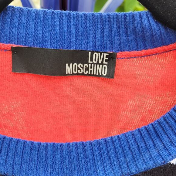 Love Moschino Race Theme Boop Babe Logo Sweater Stars Red Blue White size Small - Picture 6 of 16